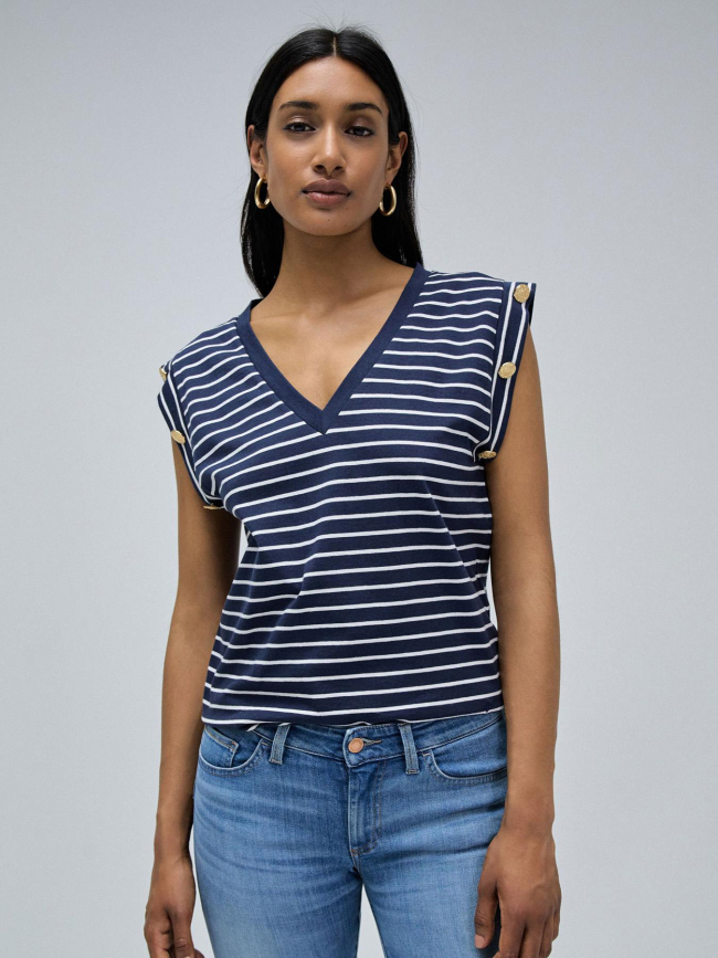 T-shirt mettalic sailor stripes bleu marine femme - Salsa