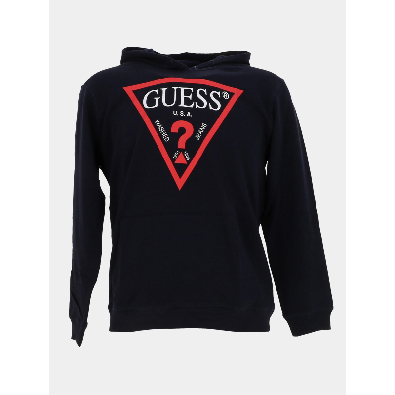 Sweat à capuche logo core bleu rouge garçon - Guess