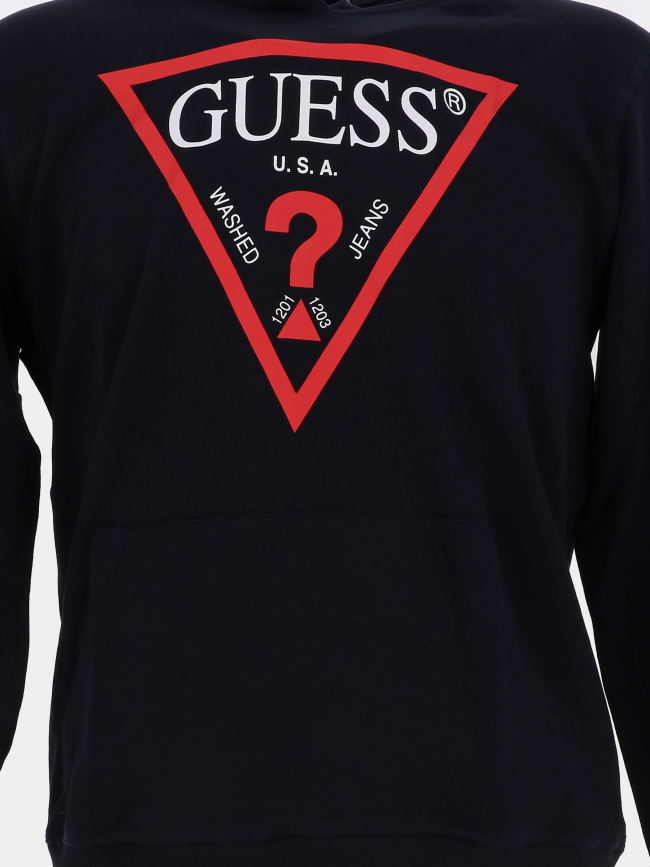 Sweat à capuche logo core bleu rouge garçon - Guess