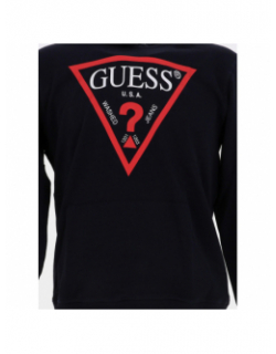 Sweat à capuche logo core bleu rouge garçon - Guess