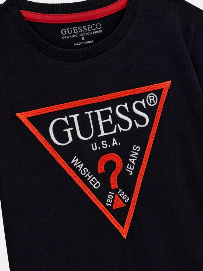 T-shirt logo brodé noir rouge garçon - Guess