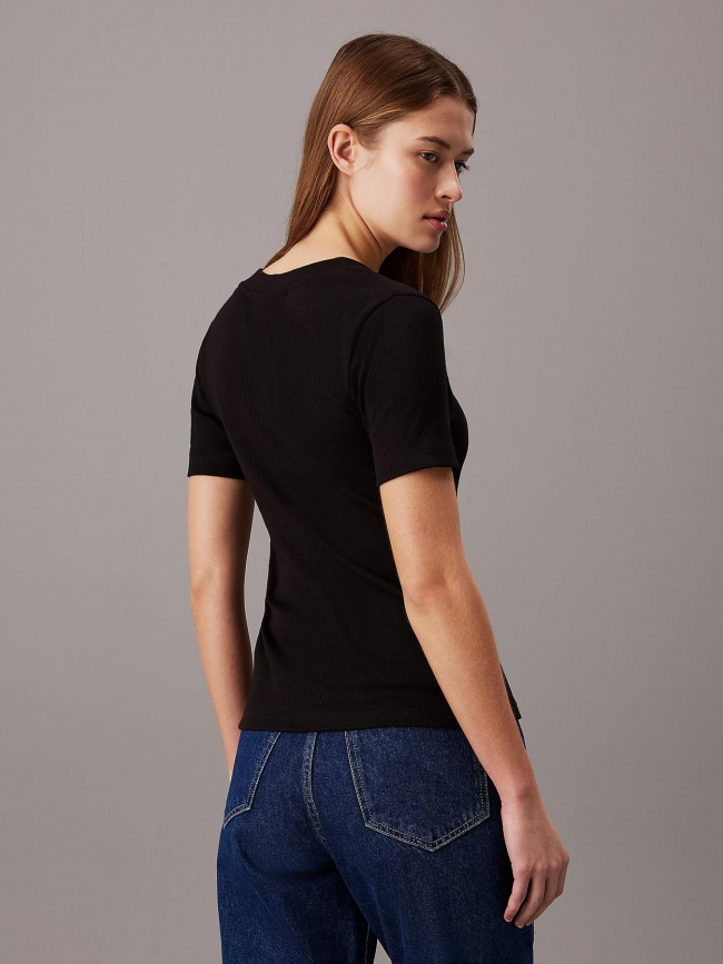 T-shirt woven label noir femme - Calvin Klein Jeans