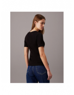 T-shirt woven label noir femme - Calvin Klein Jeans