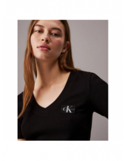 T-shirt woven label noir femme - Calvin Klein Jeans