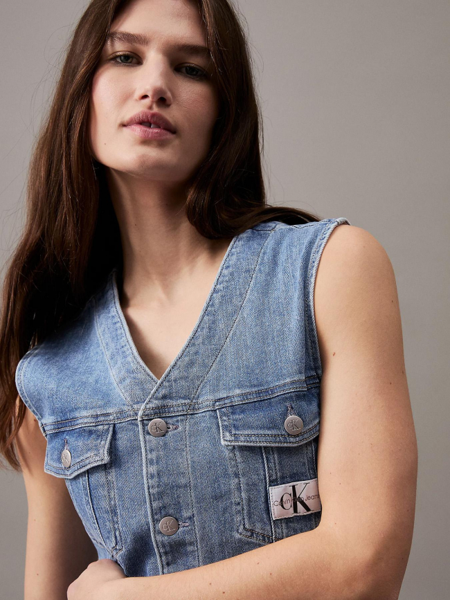 Robe en jean sans manche denim bleu femme- Calvin Klein