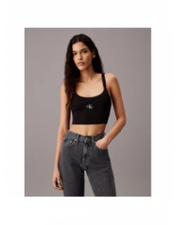 Brassière en coton côtelé noir femme - Calvin Klein Jeans