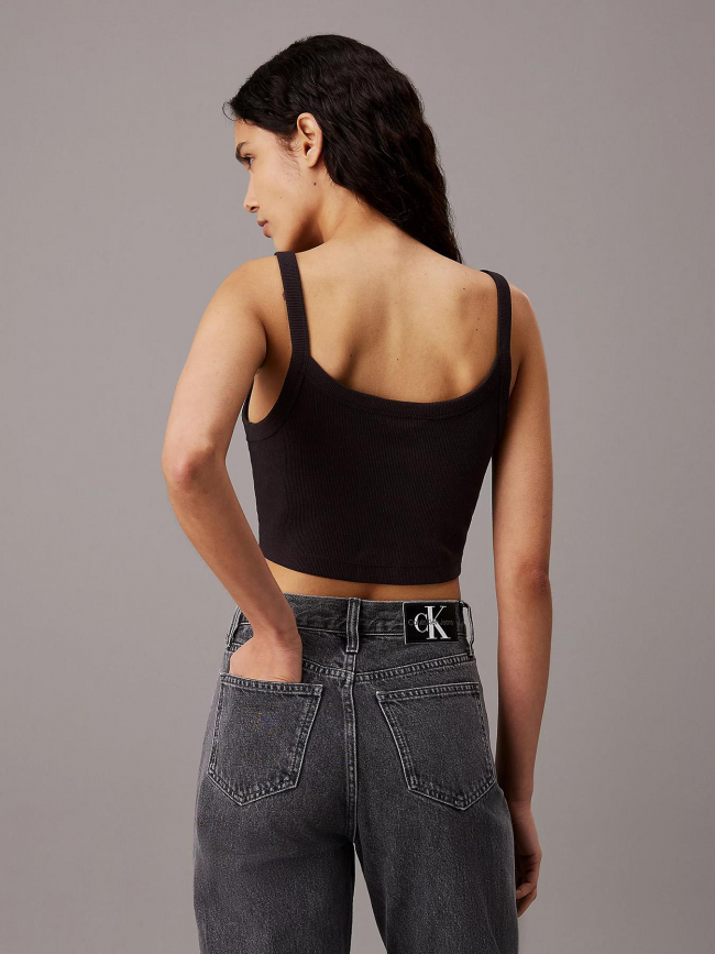 Brassière en coton côtelé noir femme - Calvin Klein Jeans