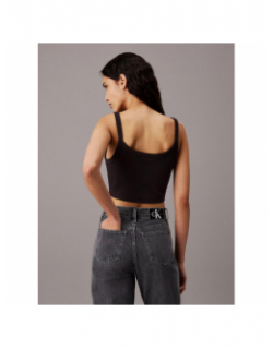 Brassière en coton côtelé noir femme - Calvin Klein Jeans