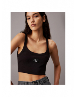 Brassière en coton côtelé noir femme - Calvin Klein Jeans