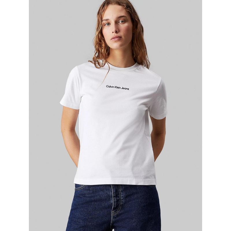 T-shirt institutional straight blanc femme - Calvin Klein Jeans