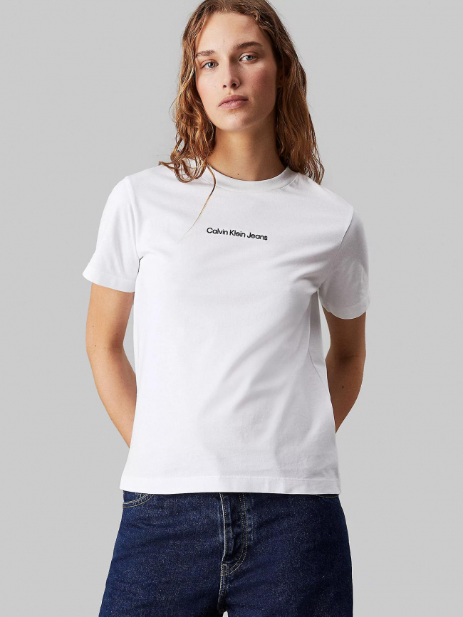 T-shirt institutional straight blanc femme - Calvin Klein Jeans