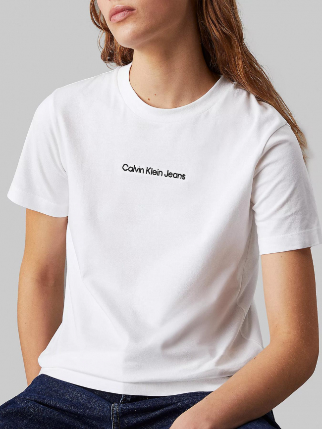 T-shirt institutional straight blanc femme - Calvin Klein Jeans