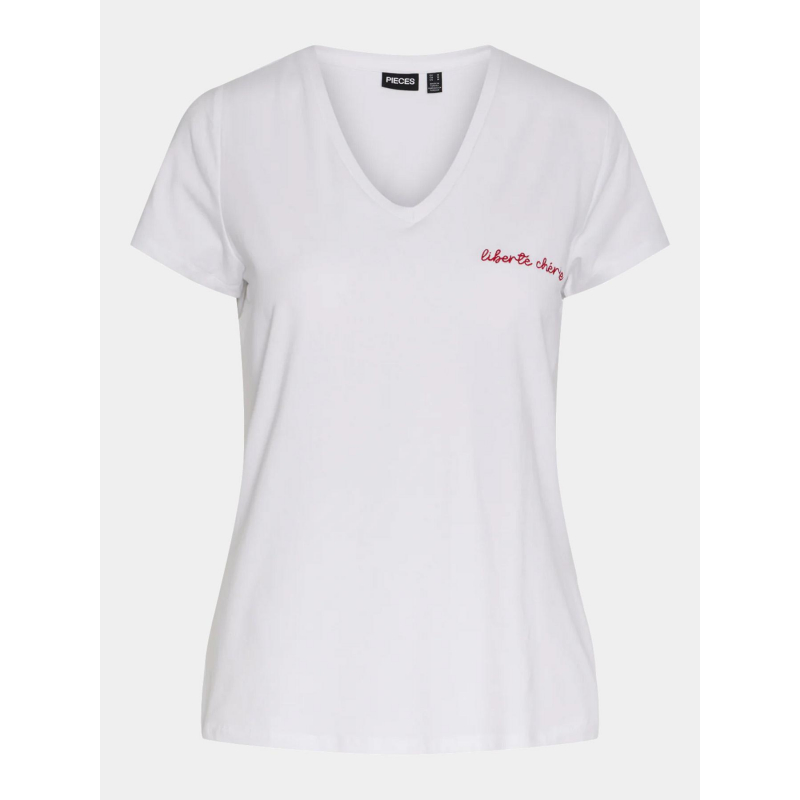 T-shirt liberté chérie blanc femme  - Pieces