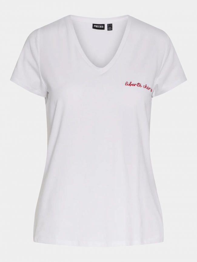 T-shirt liberté chérie blanc femme  - Pieces