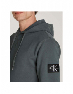 Sweat à capuche badge hoodie gris homme - Calvin Klein