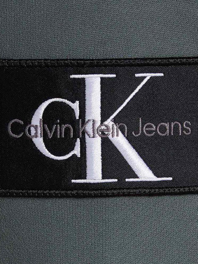 Sweat à capuche badge hoodie gris homme - Calvin Klein