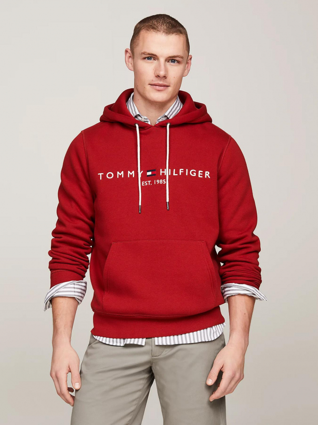 Sweat à capuche  logo hoody rouge homme - Tommy Hilfiger