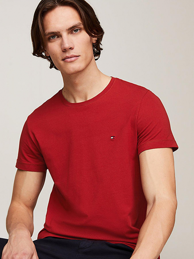 T-shirt stretch slim fit rouge homme- Tommy Hilfiger