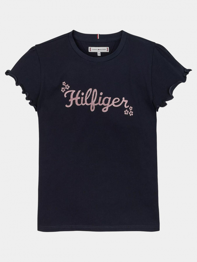 T-shirt flower glitter reg noir enfant - Tommy Hilfiger