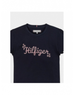 T-shirt flower glitter reg noir enfant - Tommy Hilfiger