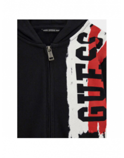 Sweat zippé à capuche active top noir garçon - Guess