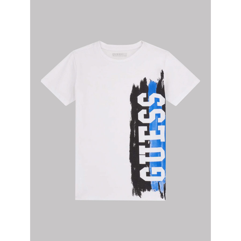 T-shirt logo blanc bleu noir garçon - Guess