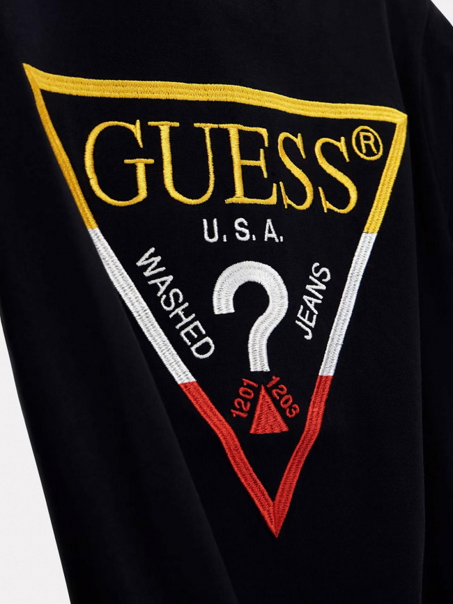 T-shirt logo brodé tricolore noir garçon - Guess