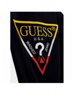 T-shirt logo brodé tricolore noir garçon - Guess