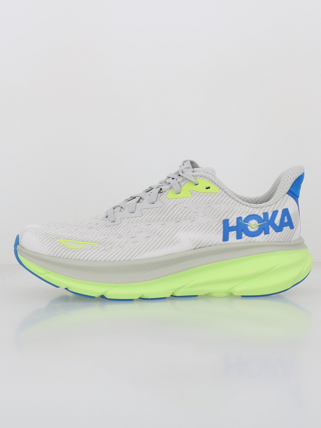 Chaussures de running clifton 9 blanc gris homme - Hoka