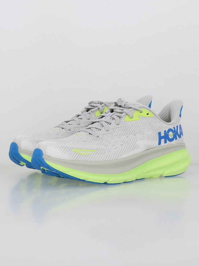 Chaussures de running clifton 9 blanc gris homme - Hoka