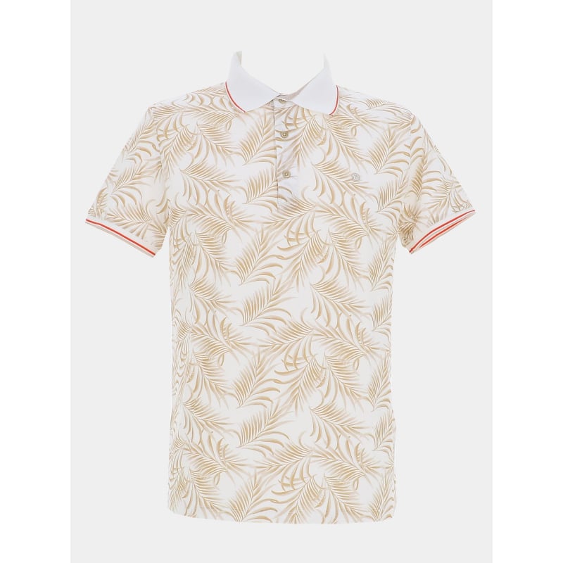 Polo imprimé grust blanc beige homme - Benson & Cherry