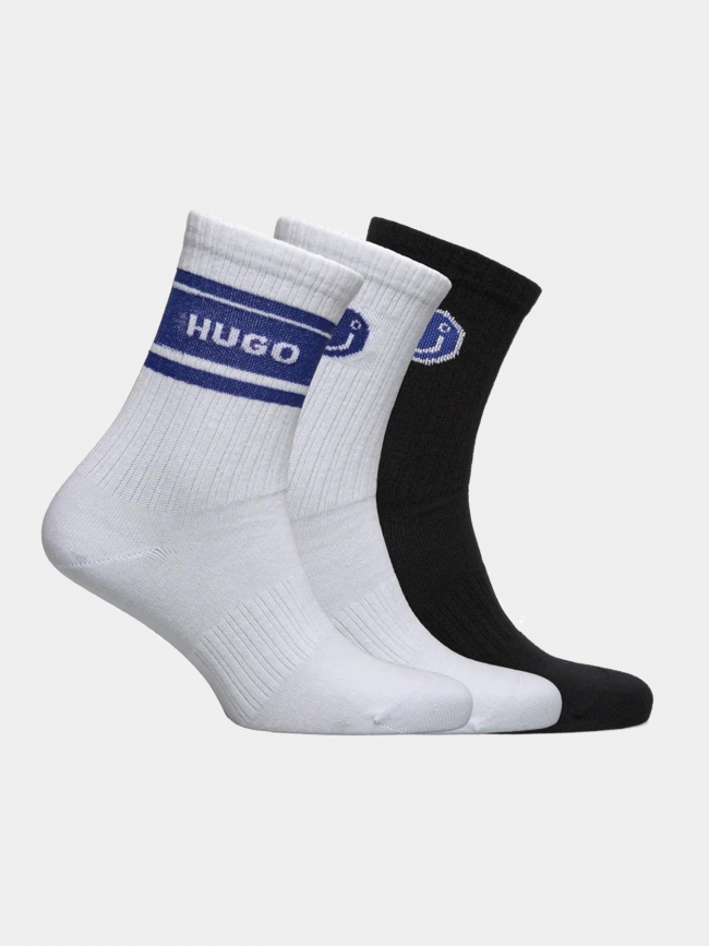 Pack de 3 paires de causettes blanc noir homme - Hugo