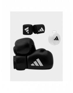 Kit boxe avec gants bandes et protège dents noir blanc - Adidas