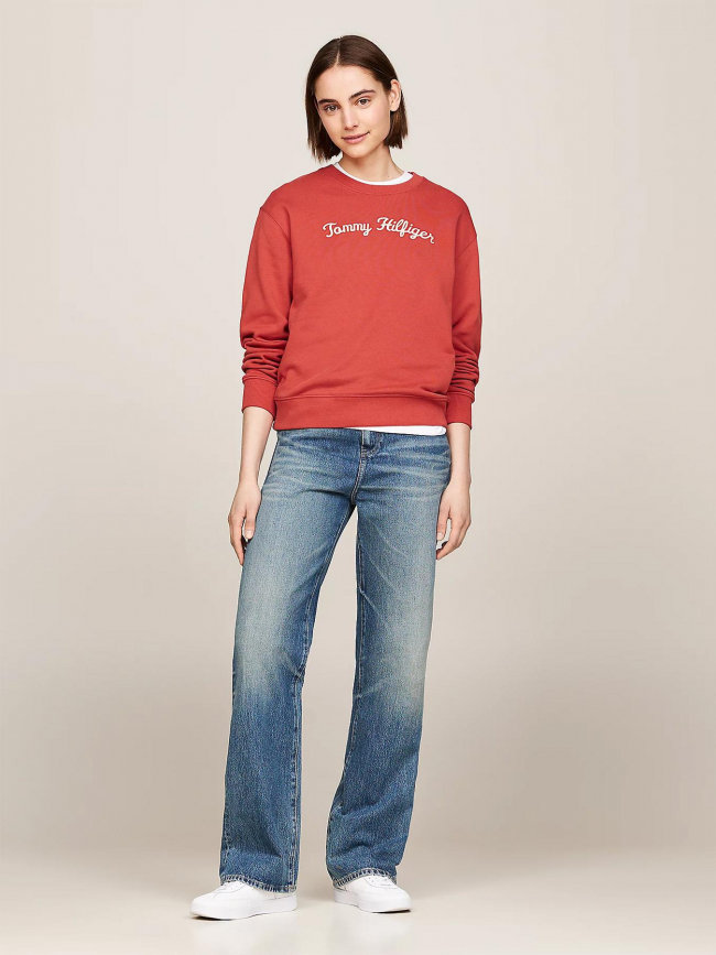 Sweat modern script logo brique rouge femme - Tommy Hilfiger