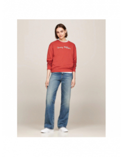 Sweat modern script logo brique rouge femme - Tommy Hilfiger