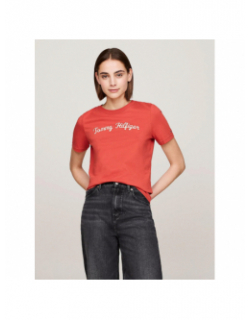 T-shirt regular script brique rouge femme - Tommy Hilfiger