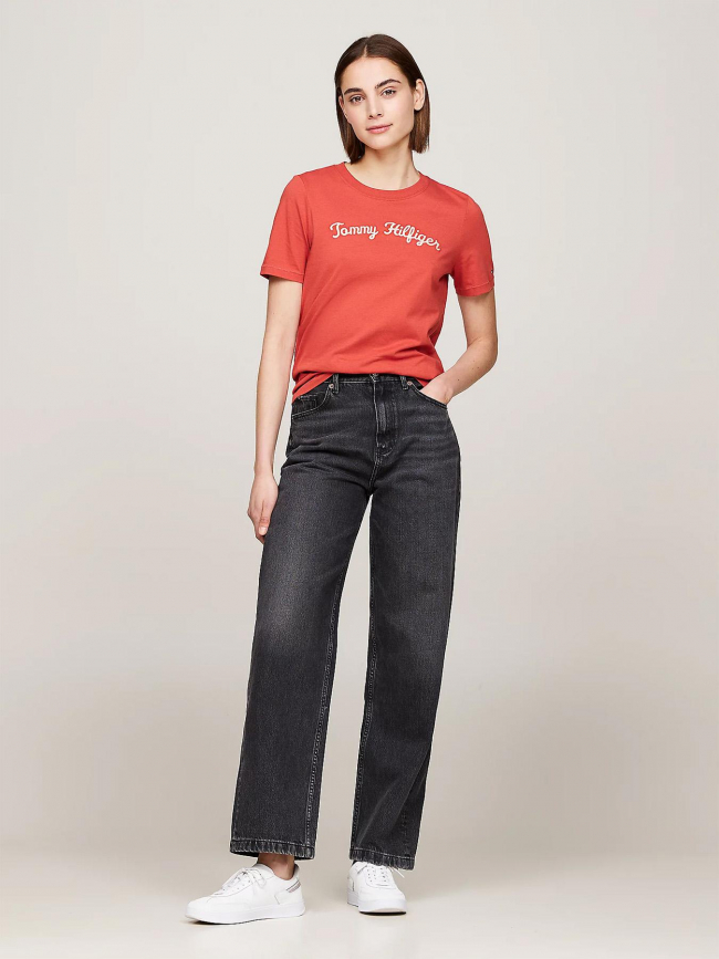 T-shirt regular script brique rouge femme - Tommy Hilfiger