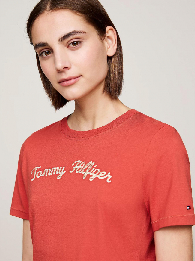 T shirt regular script brique rouge femme Tommy Hilfiger wimod