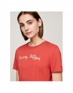 T-shirt regular script brique rouge femme - Tommy Hilfiger