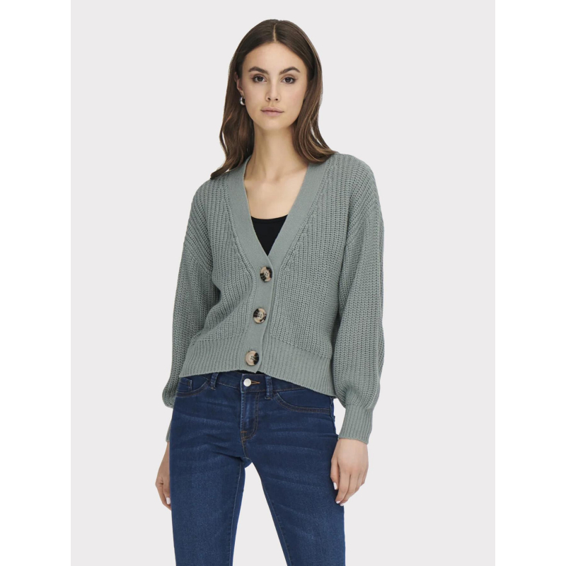 Gilet cardigan crop justy bleu femme - Jacqueline De Yong