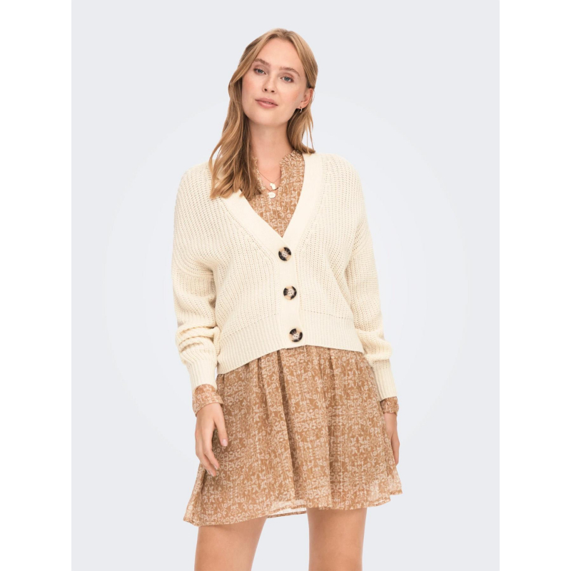 Gilet cardigan crop justy blanc écru femme - Jacqueline De Yong