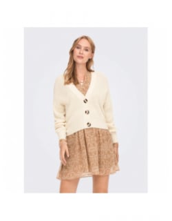 Gilet cardigan crop justy blanc écru femme - JDY