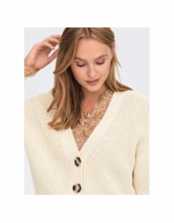 Gilet cardigan crop justy blanc écru femme - JDY