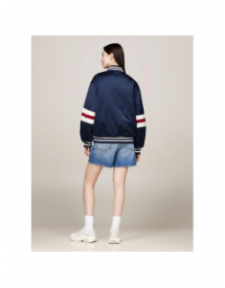 Veste bomber letterman satin bleu marine femme - Tommy Jeans