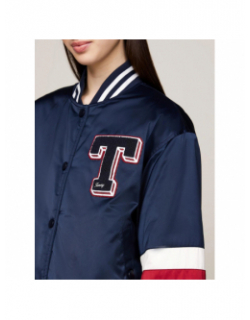 Veste bomber letterman satin bleu marine femme - Tommy Jeans