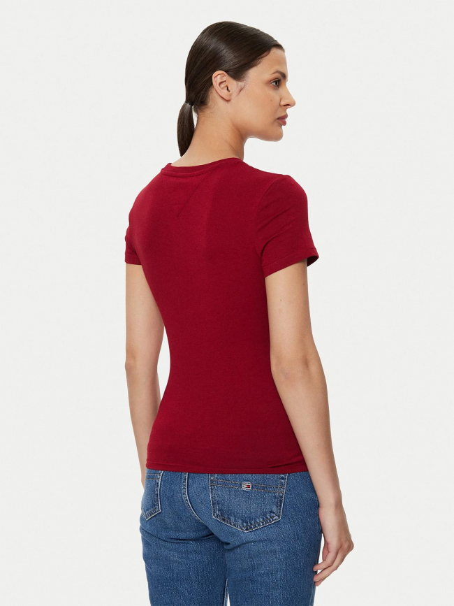 T-shirt slim essential rouge bordeaux femme - Tommy Jeans