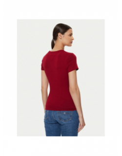 T-shirt slim essential rouge bordeaux femme - Tommy Jeans