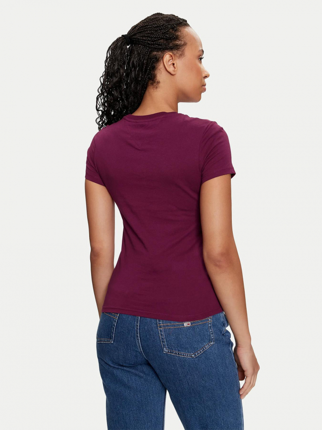 T-shirt slim linear logo violet femme - Tommy Jeans