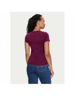 T-shirt slim linear logo violet femme - Tommy Jeans