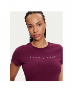 T-shirt slim linear logo violet femme - Tommy Jeans